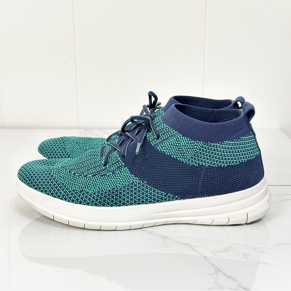 Fitflop Uberknit High Tops Men’s 10 Midnight Navy / Parakeet Green - Picture 4 of 7